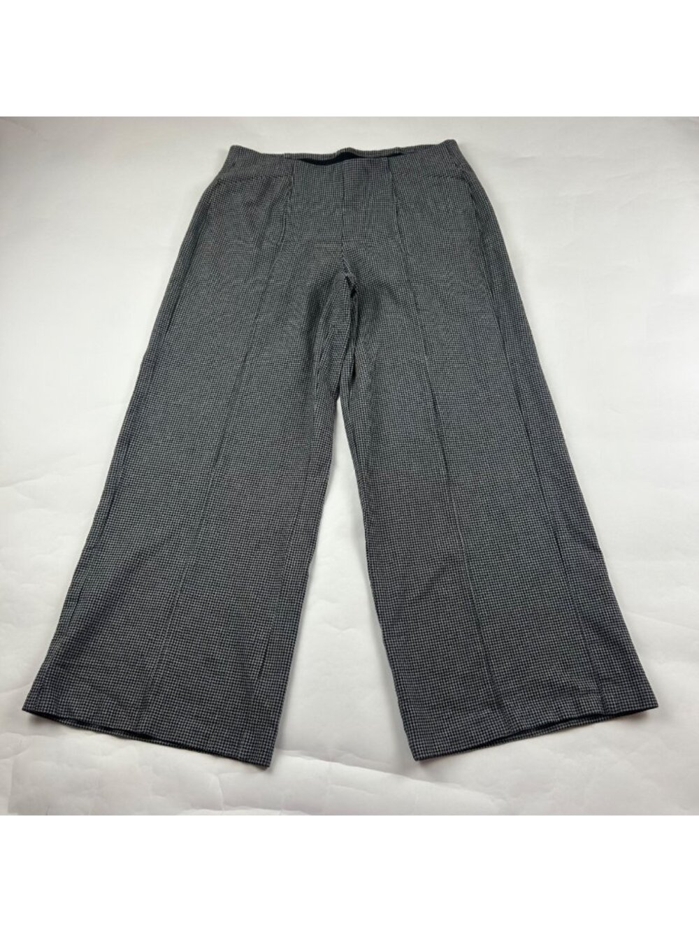 Old Navy Charcoal Black Houndstooth High Rise Wide Leg Pixie Pant L